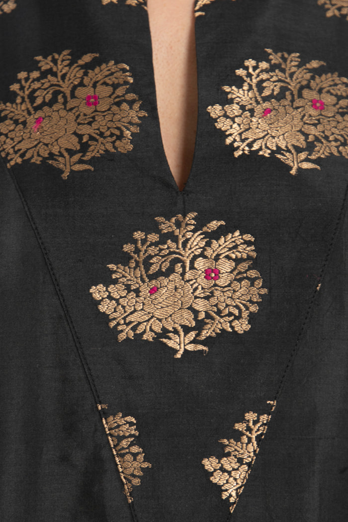 One-Of-a-Kind Tamara Silk Black Kaftan