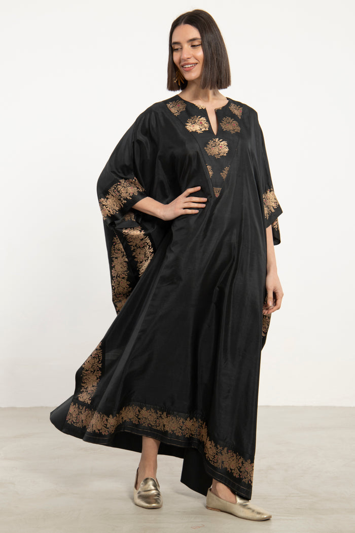 One-Of-a-Kind Tamara Silk Black Kaftan