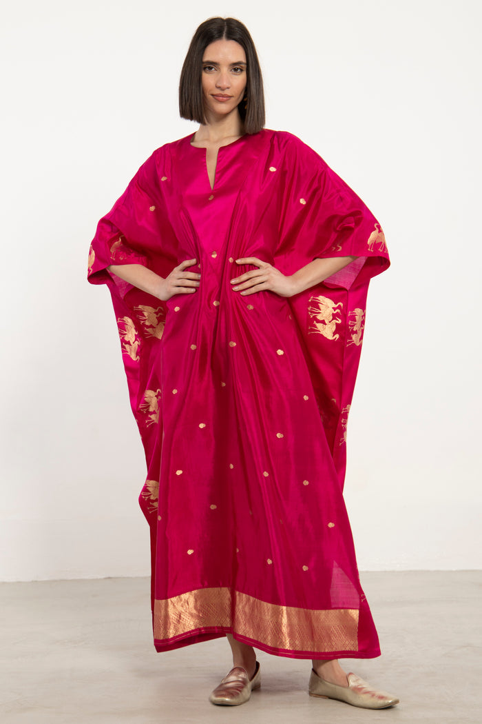 One-Of-a-Kind Tamara Silk Pink Kaftan