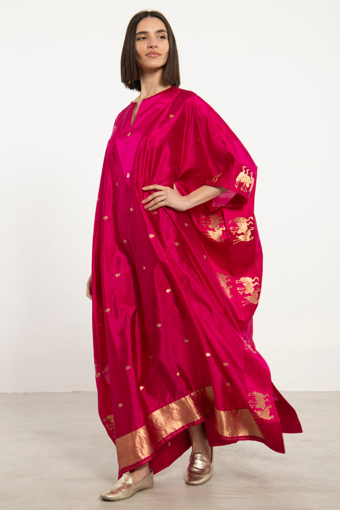 One-Of-a-Kind Tamara Silk Pink Kaftan