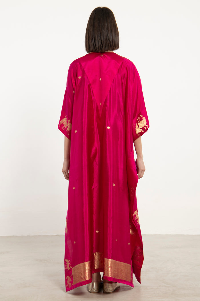 One-Of-a-Kind Tamara Silk Pink Kaftan