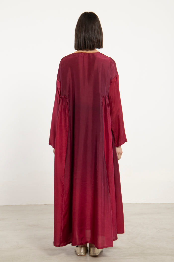 One-Of-a-Kind Zam Silk Ombré Burgundy Dress