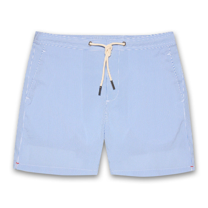 Orlebar brown - Bulldog Seersucker Swim Shorts in Catalina Blue - Nigel Clare