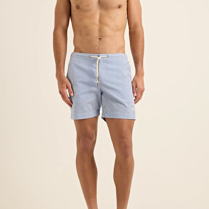 Orlebar brown - Bulldog Seersucker Swim Shorts in Catalina Blue - Nigel Clare
