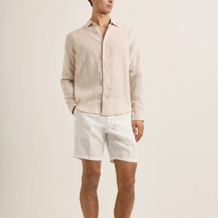 Orlebar Brown - Giles Linen Shirt in Biscuit/White - Nigel Clare