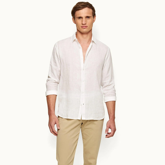 Orlebar Brown - Giles Linen Shirt in White - Nigel Clare