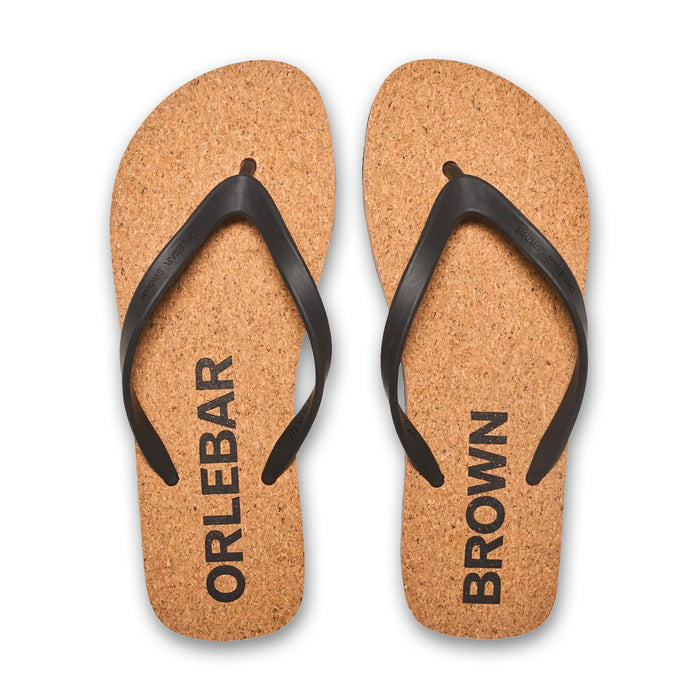 Orlebar Brown - Halston Stripe Flip Flops in Black/White Sand - Nigel Clare