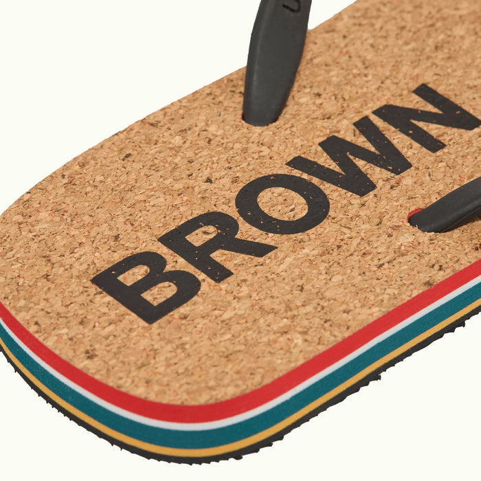 Orlebar Brown - Halston Stripe Flip Flops in Black/White Sand - Nigel Clare