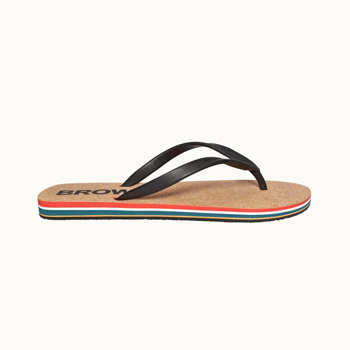 Orlebar Brown - Halston Stripe Flip Flops in Black/White Sand - Nigel Clare