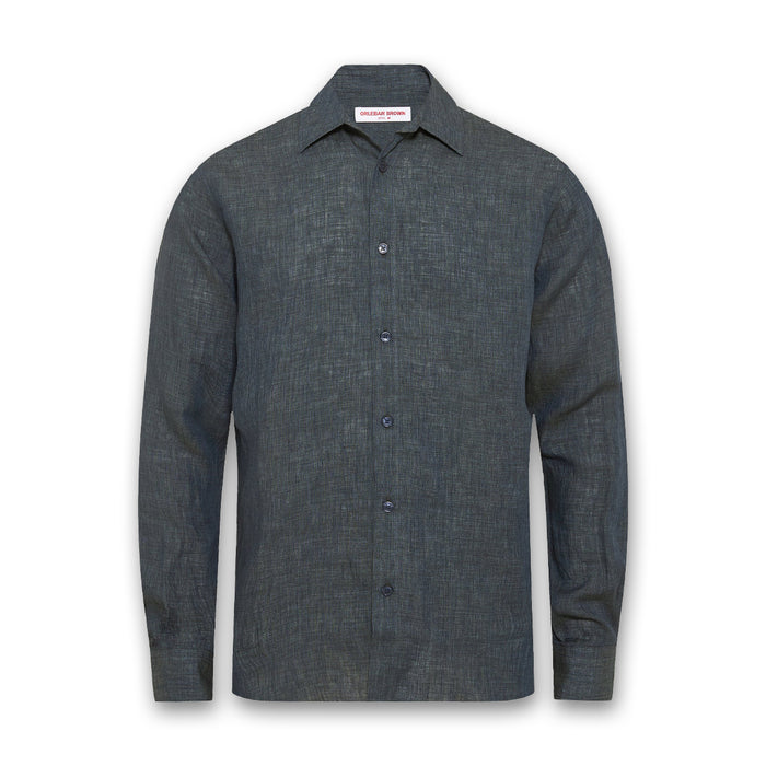 Orlebar Brown - Justin Linen Shirt in Saltwater Blue - Nigel Clare