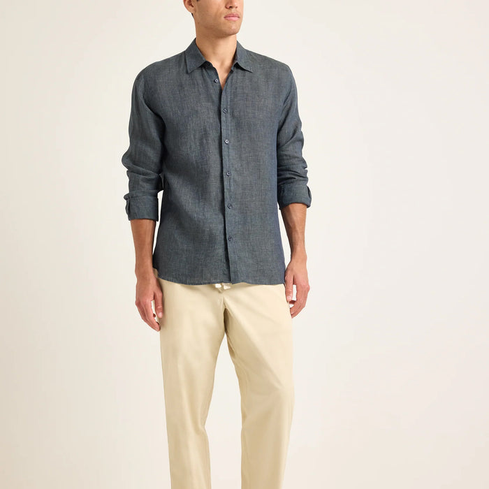 Orlebar Brown - Justin Linen Shirt in Saltwater Blue - Nigel Clare