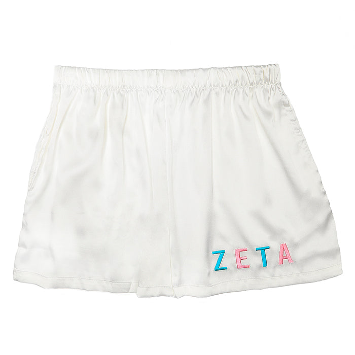 OTM - Sorority Satin Embroidered Lounge Shorts