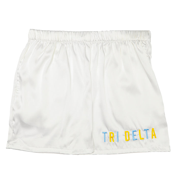 OTM - Sorority Satin Embroidered Lounge Shorts