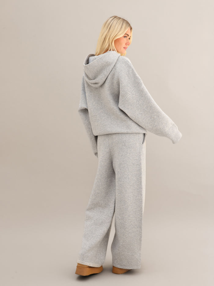 Oversized Knitted Hoodie - Marl Grey