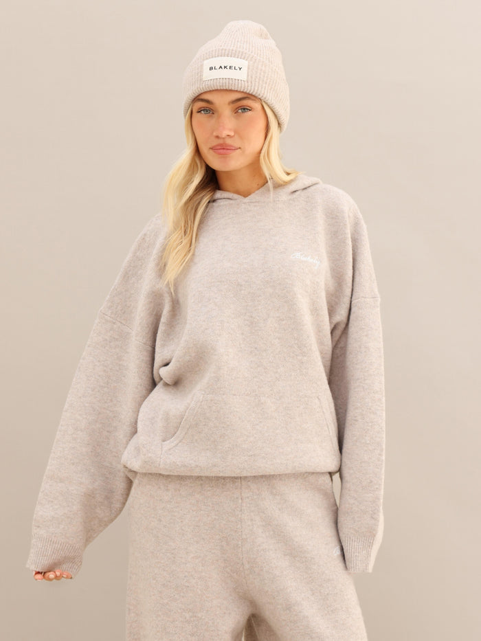 Oversized Knitted Hoodie - Toasted Taupe