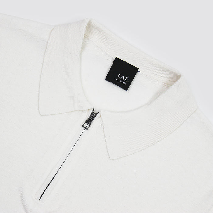 Pal Zileri - Knitted Silk/Cotton Polo Shirt in Natural - Nigel Clare