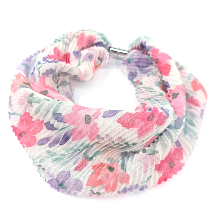 Pastel Flowers Magnetic Neck Scarf - Exclusive Design