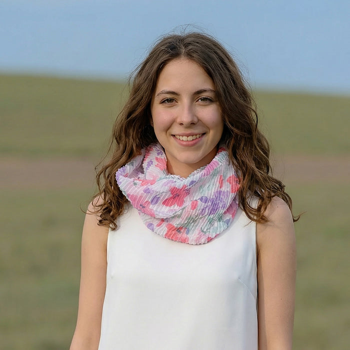Pastel Flowers Magnetic Neck Scarf - Exclusive Design