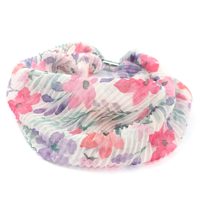 Pastel Flowers Magnetic Neck Scarf - Exclusive Design