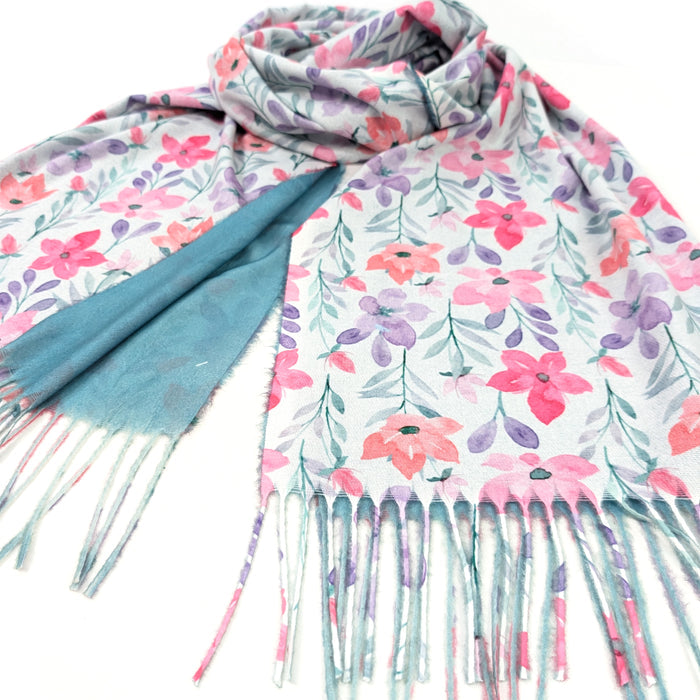 Pastel Flowers Pashmina Style Scarf (50x180cm) - Exclusive Design