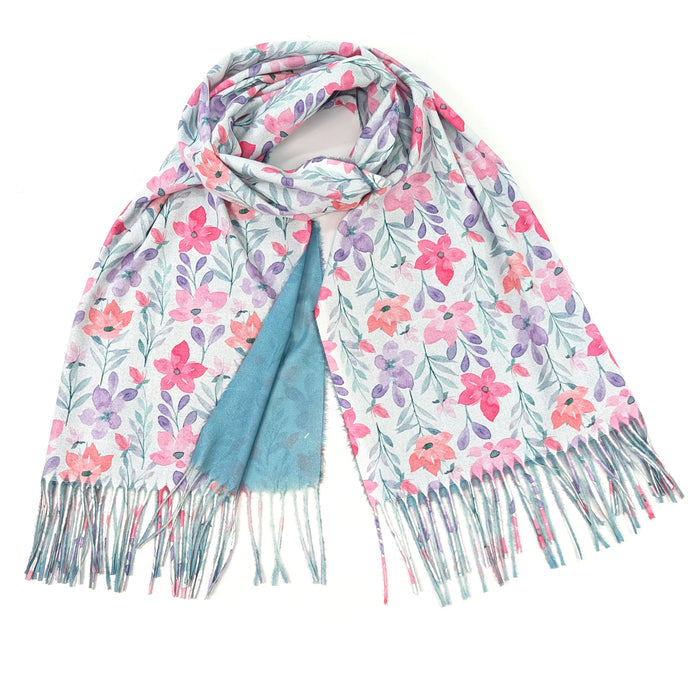 Pastel Flowers Pashmina Style Scarf (50x180cm) - Exclusive Design