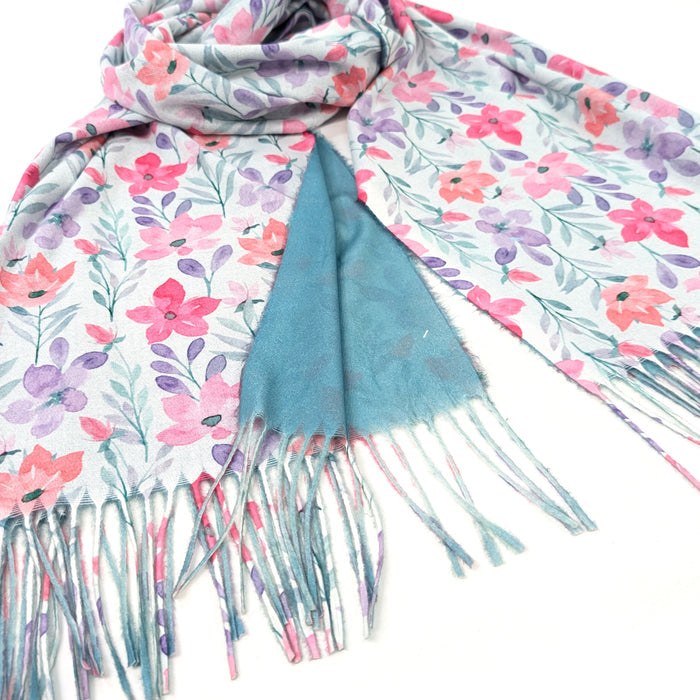 Pastel Flowers Pashmina Style Scarf (50x180cm) - Exclusive Design