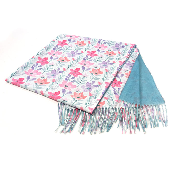 Pastel Flowers Pashmina Style Scarf (50x180cm) - Exclusive Design