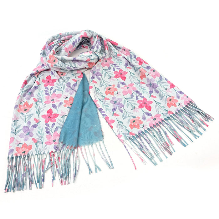 Pastel Flowers Pashmina Style Scarf (50x180cm) - Exclusive Design
