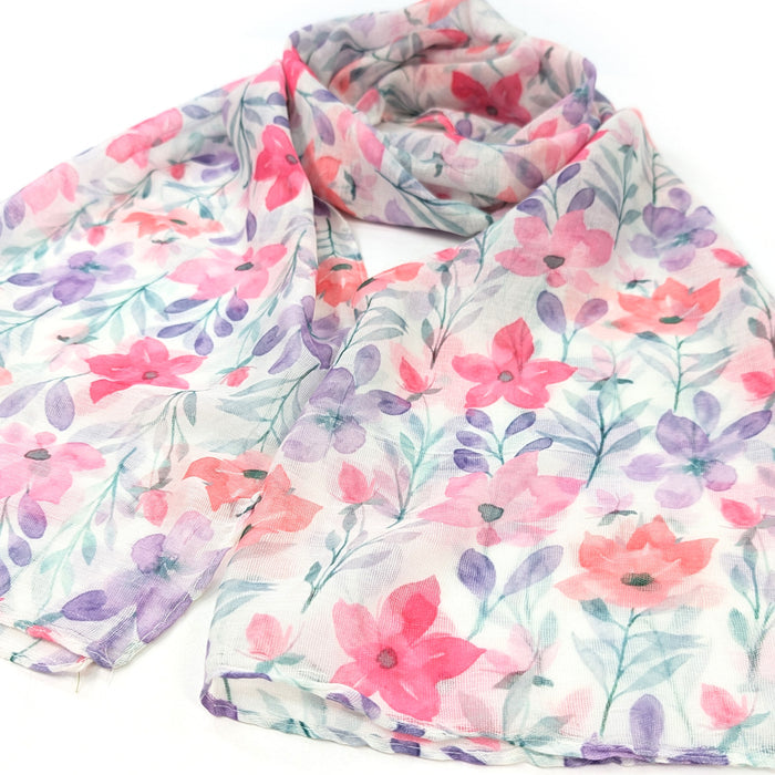 Pastel Flowers Scarf (50x180cm) - Exclusive Design