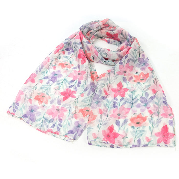 Pastel Flowers Scarf (50x180cm) - Exclusive Design