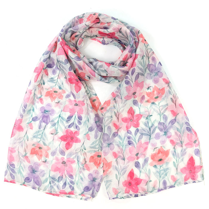 Pastel Flowers Scarf (50x180cm) - Exclusive Design
