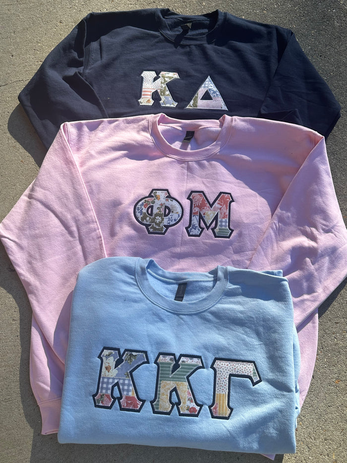 Patchwork Sorority Stitch Letter Sweatshirt