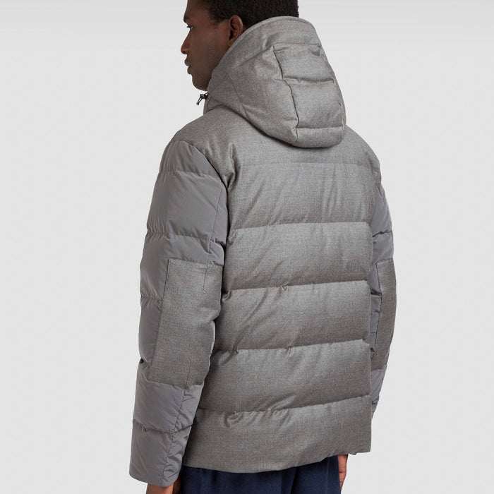 Paul & Shark - Wool & Silk Blend Puffer Jacket in Taupe Suede - Nigel Clare