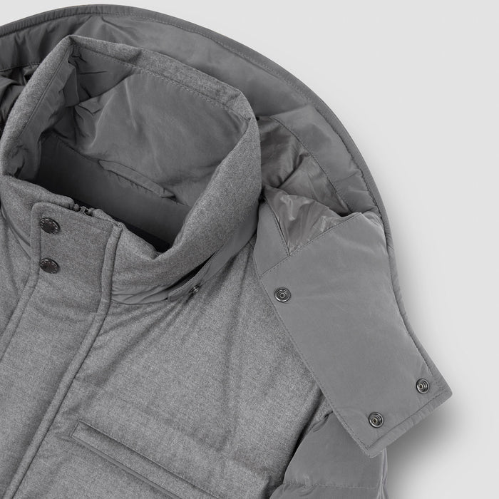 Paul & Shark - Wool & Silk Blend Puffer Jacket in Taupe Suede - Nigel Clare