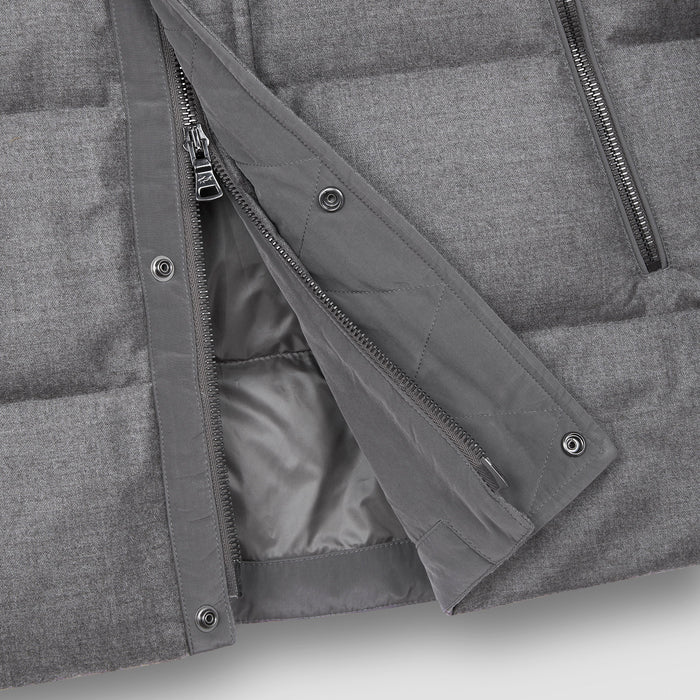 Paul & Shark - Wool & Silk Blend Puffer Jacket in Taupe Suede - Nigel Clare