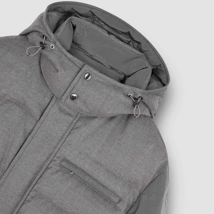 Paul & Shark - Wool & Silk Blend Puffer Jacket in Taupe Suede - Nigel Clare