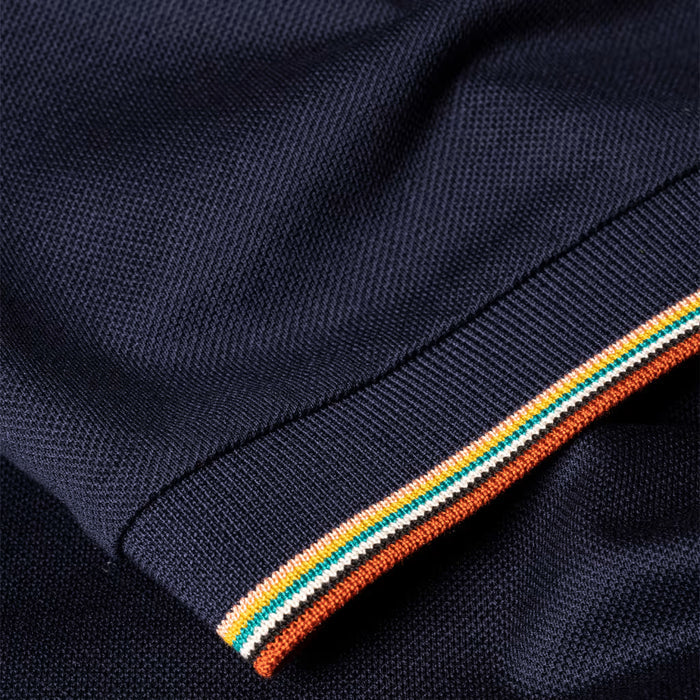 Paul Smith - Cotton 'Signature Stripe' Zip Polo Shirt in Navy - Nigel Clare