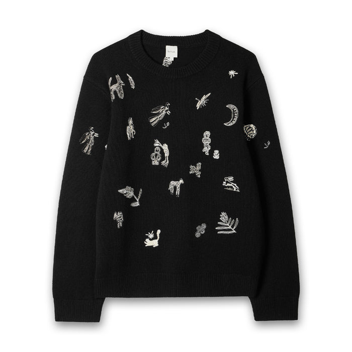 Paul Smith - Merino Wool 'Little Beasts' Sweater in Black - Nigel Clare