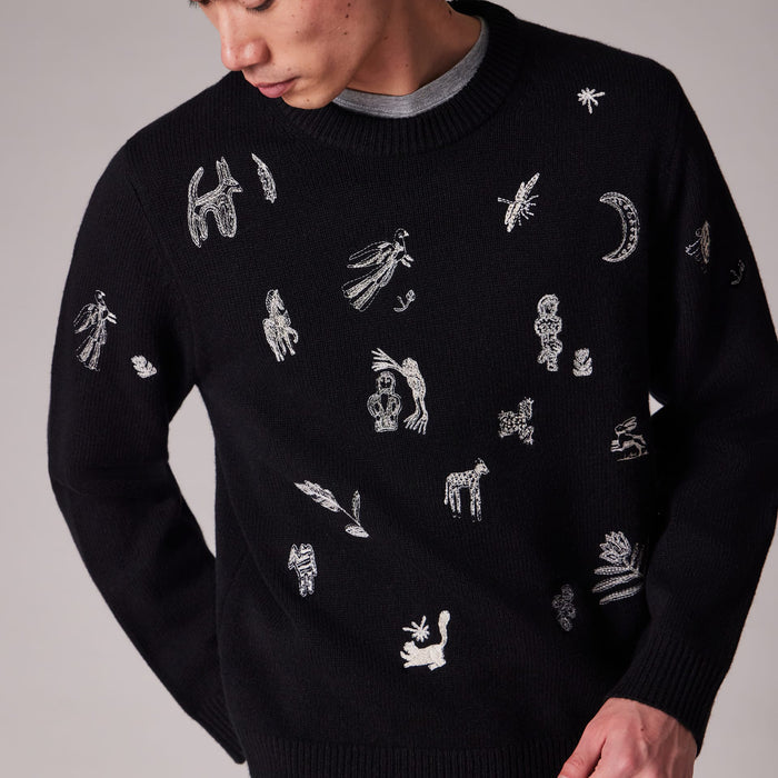 Paul Smith - Merino Wool 'Little Beasts' Sweater in Black - Nigel Clare