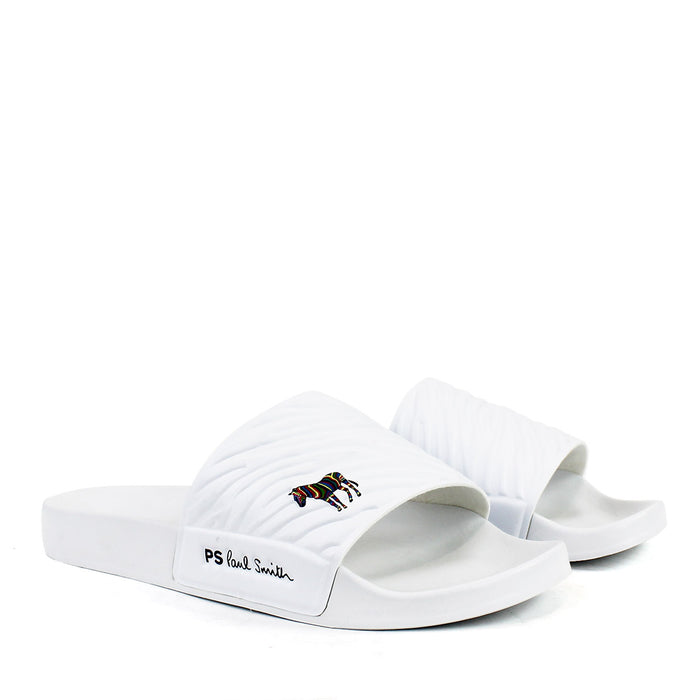 Paul Smith - Summit Zebra Logo Sliders in White - Nigel Clare