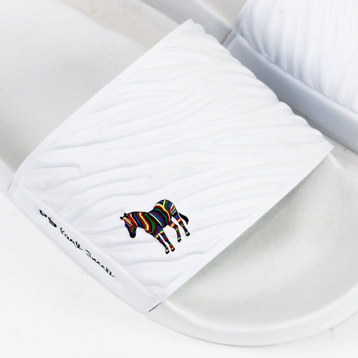 Paul Smith - Summit Zebra Logo Sliders in White - Nigel Clare