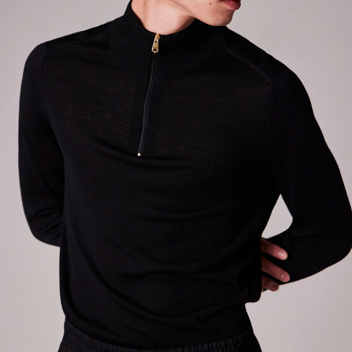 Paul Smith - Wool Half-Zip Sweater in Black - Nigel Clare