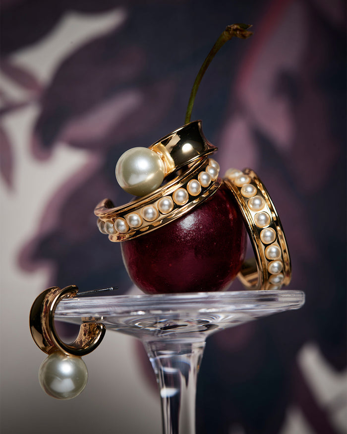Pearl Studded Hoops