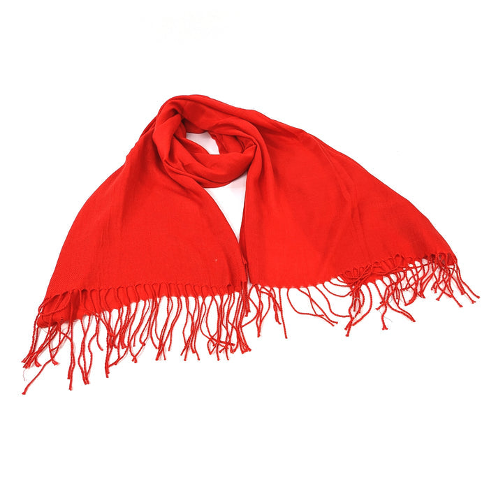 Petra Plain - Scarf with Tassels - Dark Red (70x180cm)