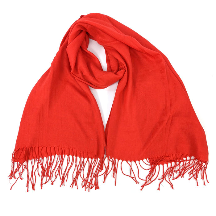 Petra Plain - Scarf with Tassels - Dark Red (70x180cm)