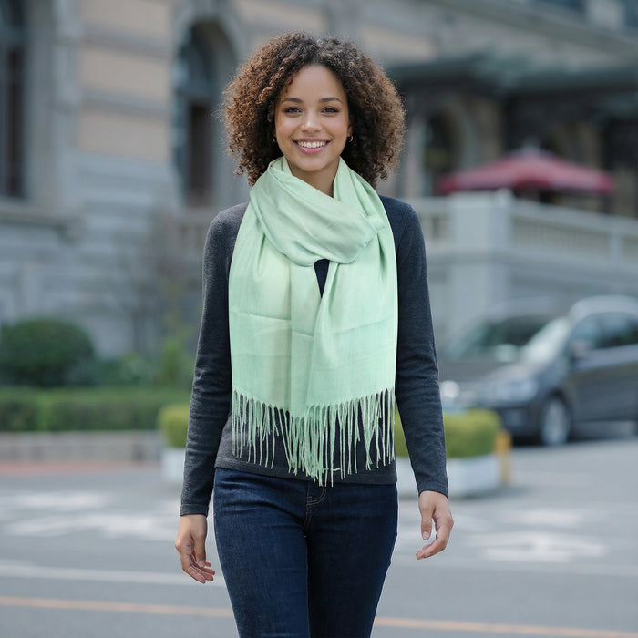 Petra Plain - Scarf with Tassels - Mint (70x180cm)