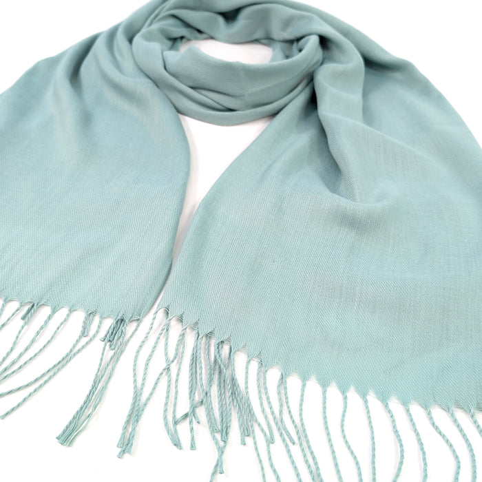 Petra Plain - Scarf with Tassels - Teal (70x180cm)