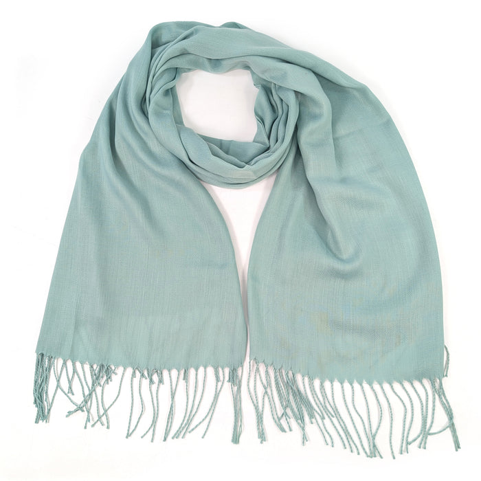 Petra Plain - Scarf with Tassels - Teal (70x180cm)