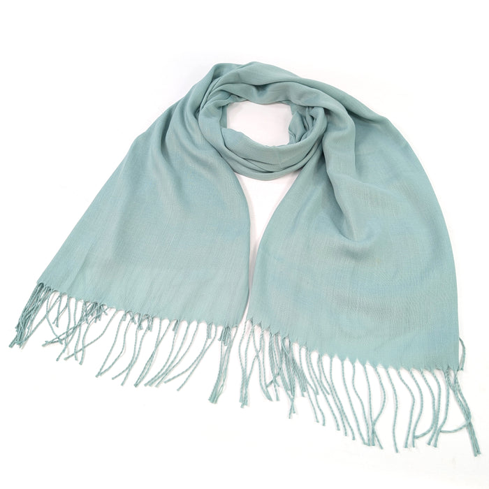 Petra Plain - Scarf with Tassels - Teal (70x180cm)