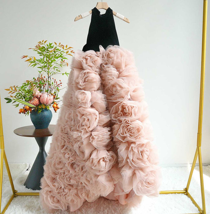 Pink Flower Girl Dress for Birthday Wedding Party Photoshoot J583